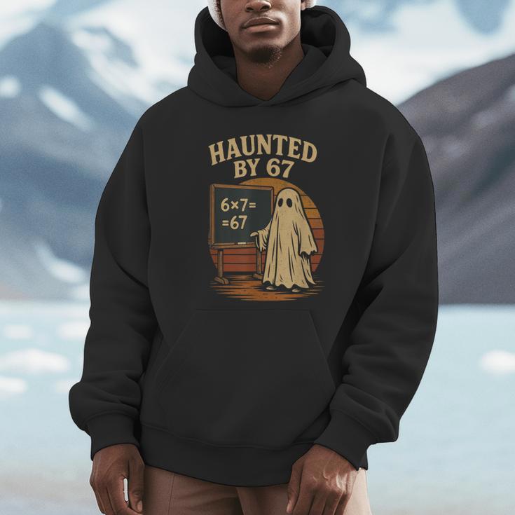Haunted By 67 Ghost Math Joke Student Halloween Nerd Teacher Unisex Hoodie, novelty gifts, funny gifts