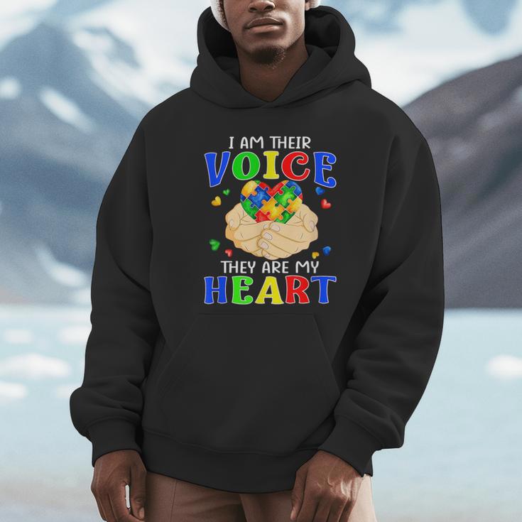 I Am Their Voice They Are My Heart Autism Awareness Teacher Unisex Hoodie, novelty gifts, funny gifts