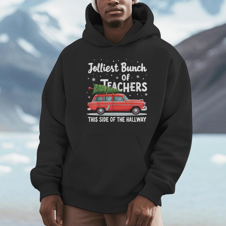 Jolliest Bunch Of Teachers This Side Of The Hallway Xmas PJ Unisex Hoodie, novelty gifts, funny gifts Jolliest Bunch Of Teachers This Side Of The Hallway Xmas PJ Unisex Hoodie, novelty gifts, funny gifts