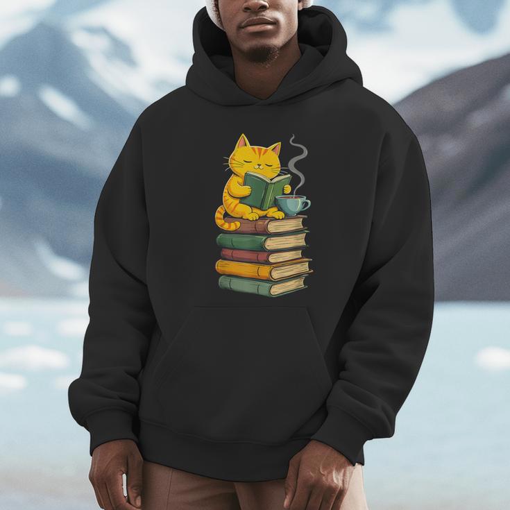 Kawaii Cats Lover Coffee Books Teacher Librarian Cat Unisex Hoodie, novelty gifts, funny gifts Kawaii Cats Lover Coffee Books Teacher Librarian Cat Unisex Hoodie, novelty gifts, funny gifts