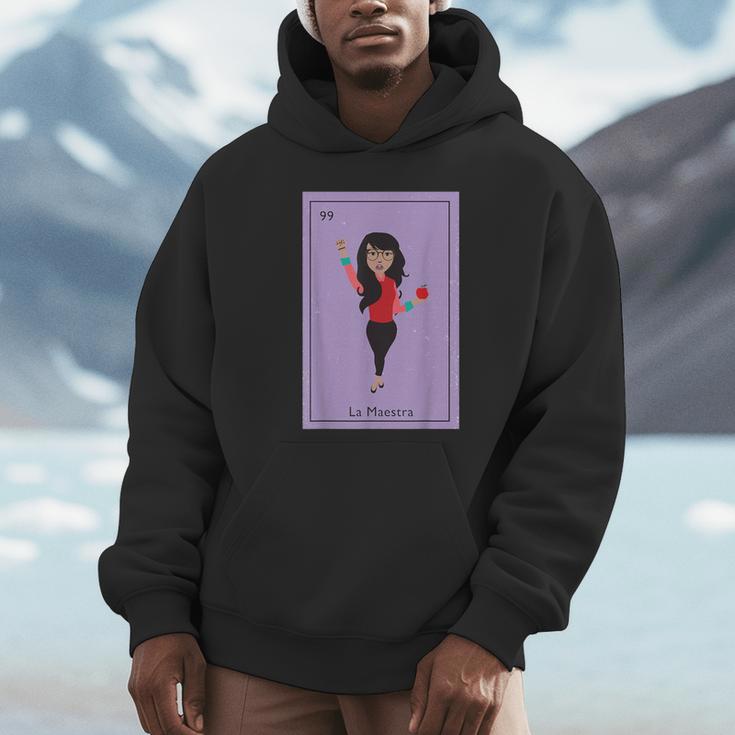 La Maestra Mexican Bingo Card Teacher Lottery Card Unisex Hoodie, novelty gifts, funny gifts