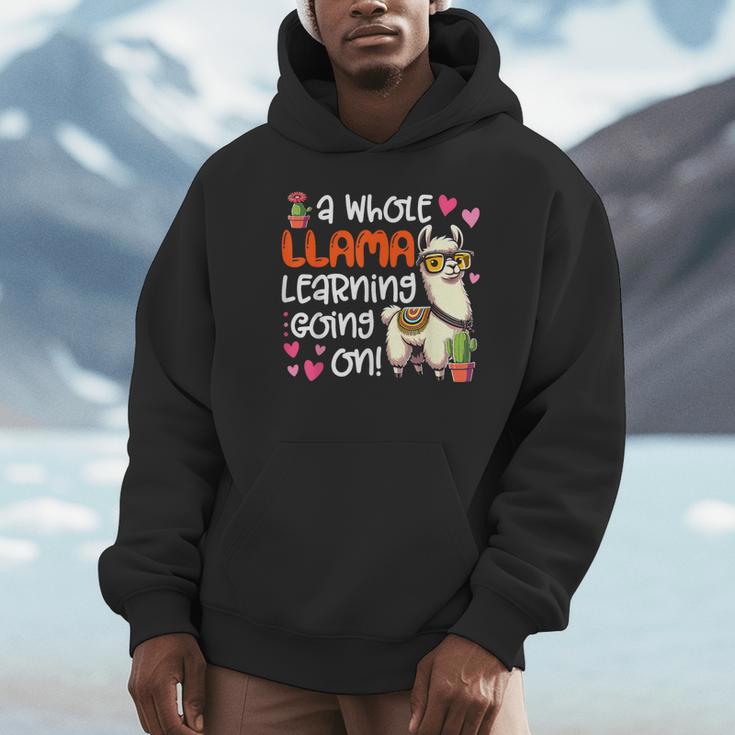 Llama Learning Teachers Students Alpaca Lover Back To School Unisex Hoodie, novelty gifts, funny gifts
