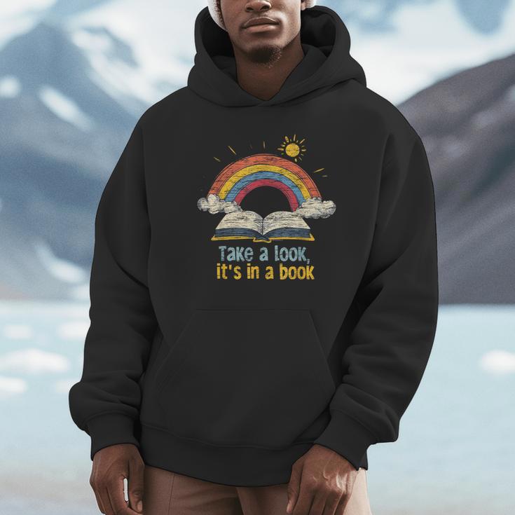 Take a Look It's In a Book Vintage Reading Teacher Rainbow Unisex Hoodie, novelty gifts, funny gifts Take a Look It's In a Book Vintage Reading Teacher Rainbow Unisex Hoodie, novelty gifts, funny gifts