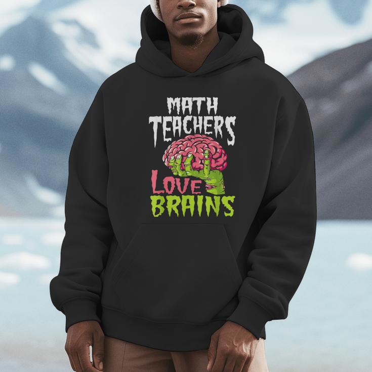 Math Teachers Love Brains Zombie Teacher School Halloween Unisex Hoodie, novelty gifts, funny gifts