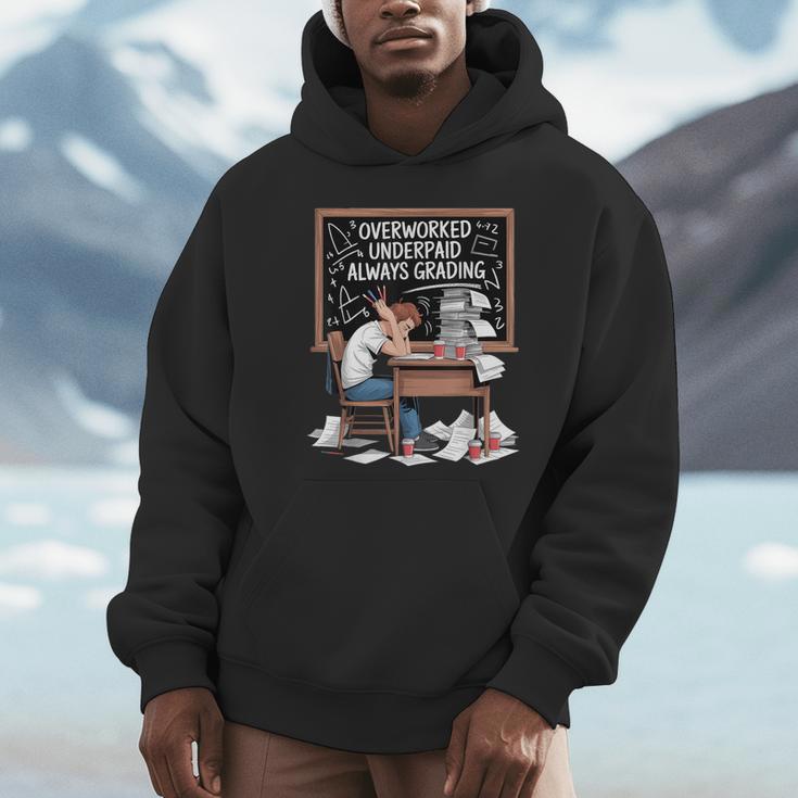Overworked Underpaid Always Grading Teacher Unisex Hoodie, novelty gifts, funny gifts Overworked Underpaid Always Grading Teacher Unisex Hoodie, novelty gifts, funny gifts