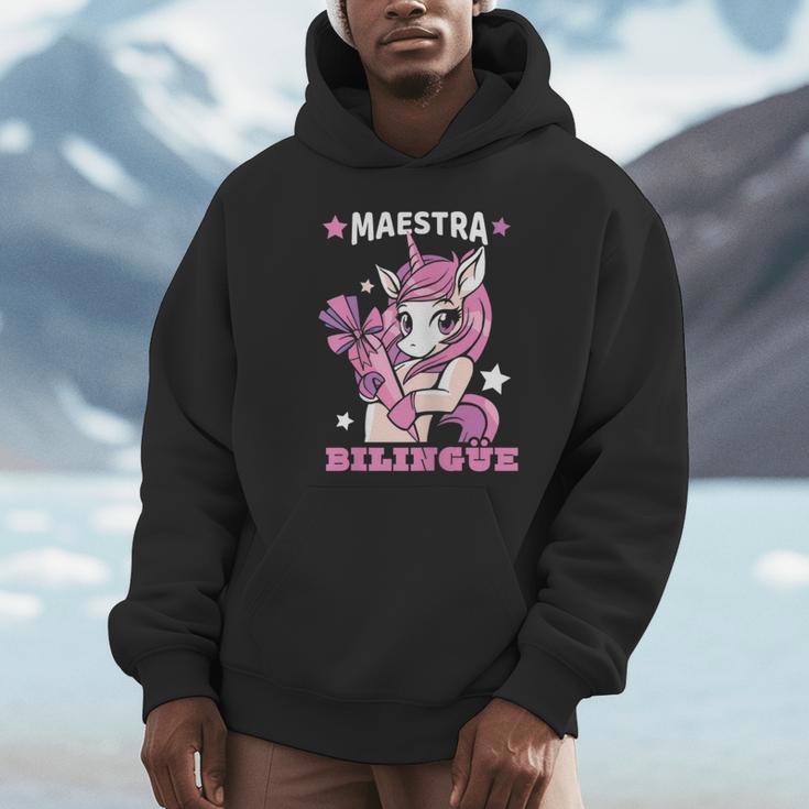 Pink Unicorn Spanish Teacher Regalos Para Bilingue Teacher Unisex Hoodie, novelty gifts, funny gifts