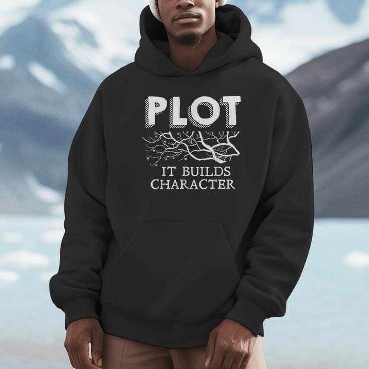 Plot It Builds Character Book Reading Teacher Unisex Hoodie, novelty gifts, funny gifts Plot It Builds Character Book Reading Teacher Unisex Hoodie, novelty gifts, funny gifts