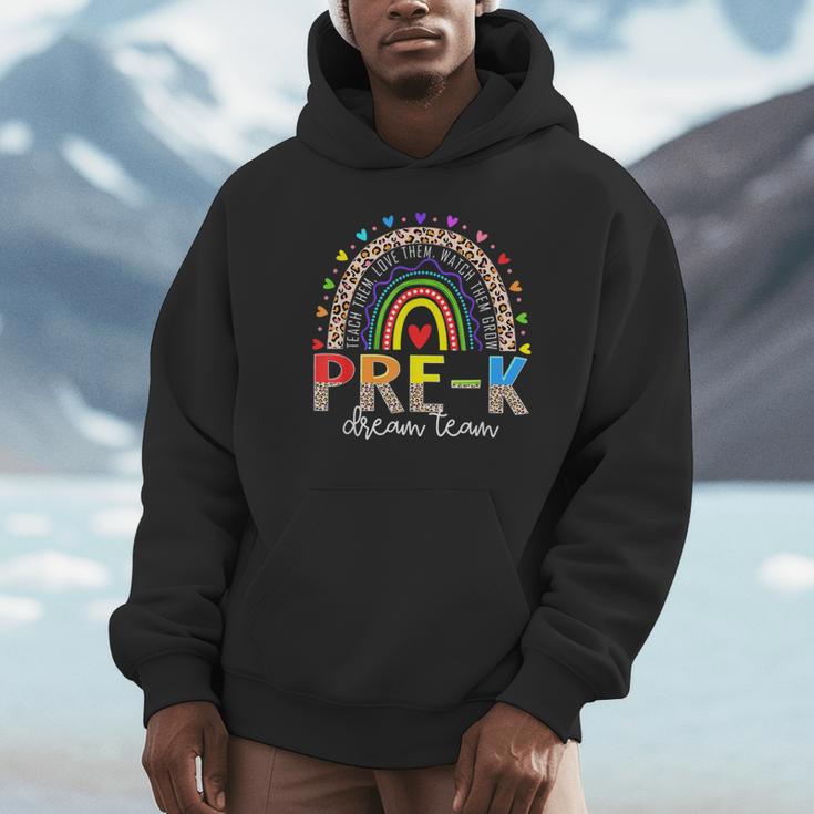 PreK Dream Team Leopard Rainbow Teacher Squad Back To School Unisex Hoodie, novelty gifts, funny gifts