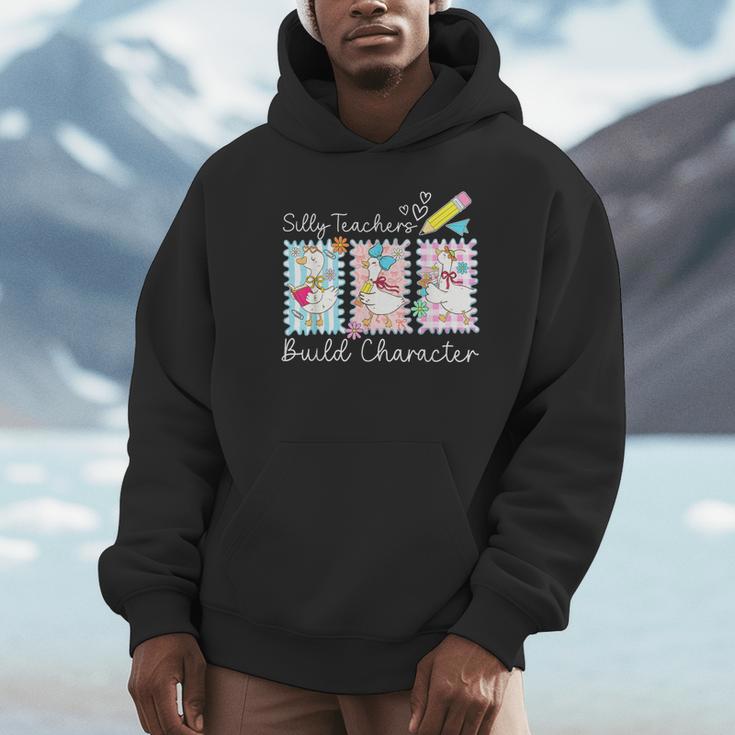 Preppy Silly Teacher Goose Build Character Back To School Unisex Hoodie, novelty gifts, funny gifts Preppy Silly Teacher Goose Build Character Back To School Unisex Hoodie, novelty gifts, funny gifts