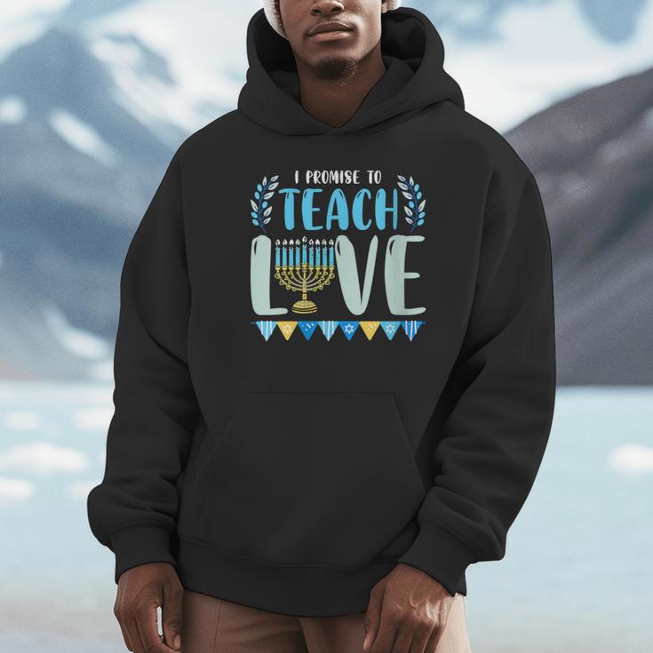 I Promise To Teach Love Hanukkah Chanukah Jewish Teacher Unisex Hoodie, novelty gifts, funny gifts