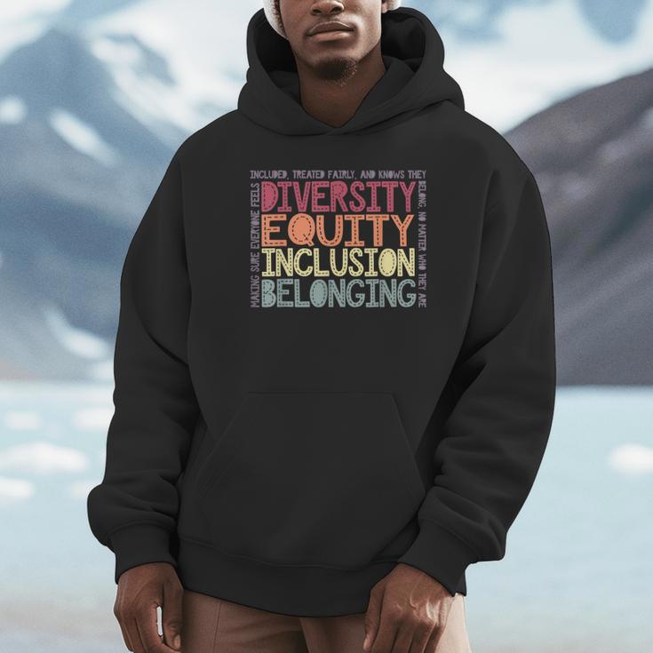 Retro Diversity Equity Inclusion Belonging DEIB Teacher Unisex Hoodie, novelty gifts, funny gifts Retro Diversity Equity Inclusion Belonging DEIB Teacher Unisex Hoodie, novelty gifts, funny gifts