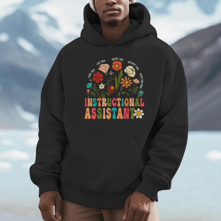 Retro Instructional Assistant Wildflowers Teacher Aide Unisex Hoodie, novelty gifts, funny gifts