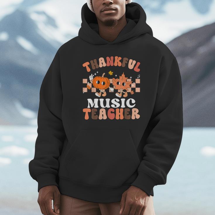 Retro Thankful Music Teacher Pumpkin Fall Thanksgiving Unisex Hoodie, novelty gifts, funny gifts