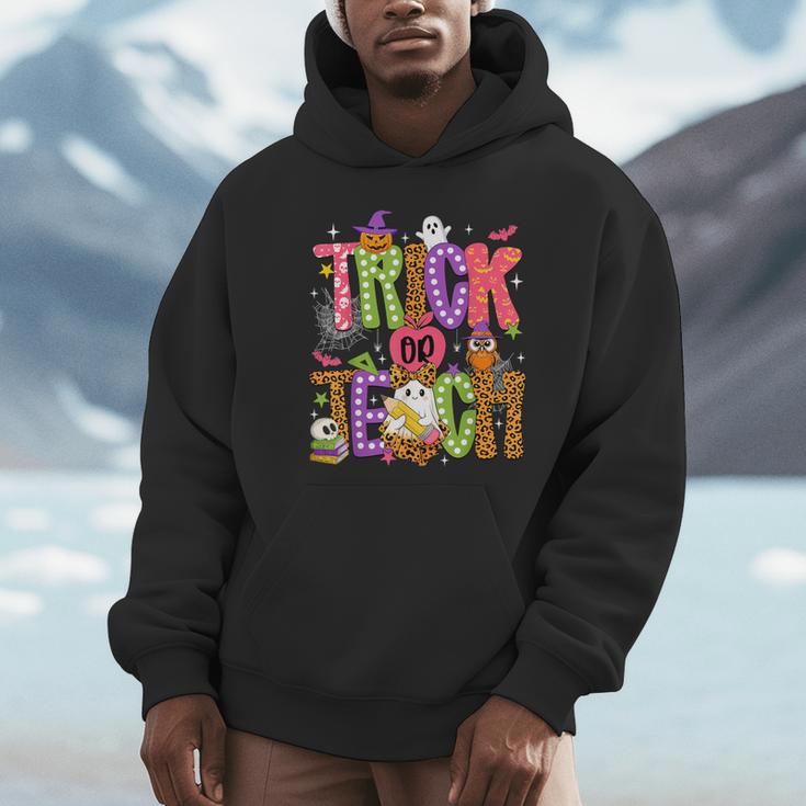 Retro Trick Or Teach Leopard Ghost Halloween Spooky Teacher Unisex Hoodie, novelty gifts, funny gifts Retro Trick Or Teach Leopard Ghost Halloween Spooky Teacher Unisex Hoodie, novelty gifts, funny gifts