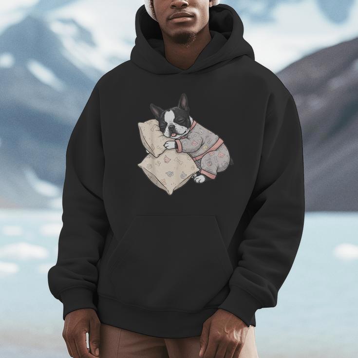 Sleepy Boston Terrier Pajama Men Women Kids Unisex Hoodie, novelty gifts, funny gifts