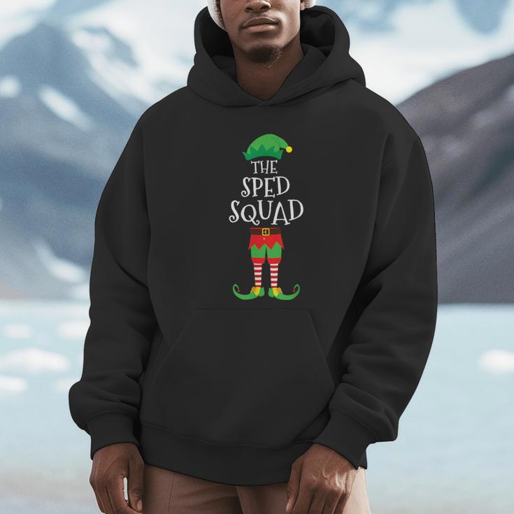 SPED Squad Elf Teacher Matching Christmas Party Pajama Unisex Hoodie, novelty gifts, funny gifts