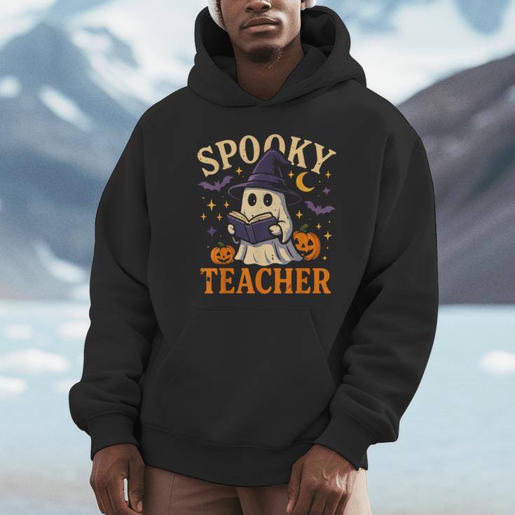 Spooky Teacher Halloween Cute Ghost Pumpkin Reading Women Unisex Hoodie, novelty gifts, funny gifts