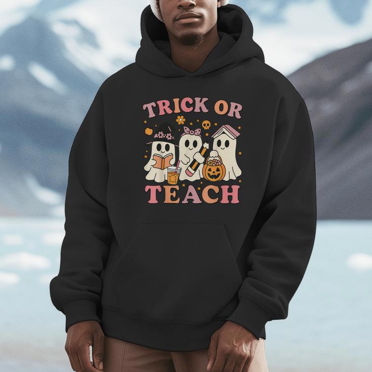 Teacher Halloween Trick Or Teach Cute Ghost Coffee Pumpkins Unisex Hoodie, novelty gifts, funny gifts