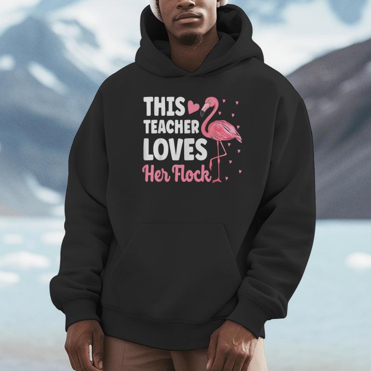This Teacher Loves Her Flock Teaching Flamingo Girl Unisex Hoodie, novelty gifts, funny gifts