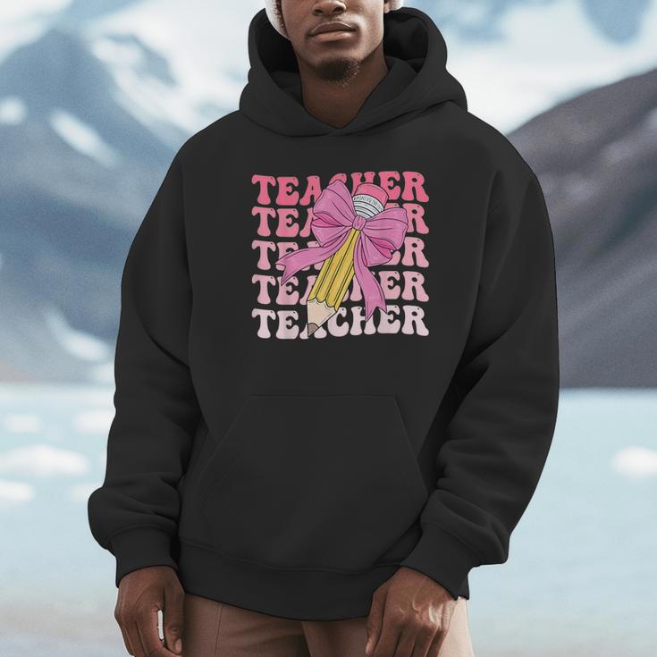 Teacher Pencil Back To School Groovy Pink Teacher First Day Unisex Hoodie, novelty gifts, funny gifts Teacher Pencil Back To School Groovy Pink Teacher First Day Unisex Hoodie, novelty gifts, funny gifts