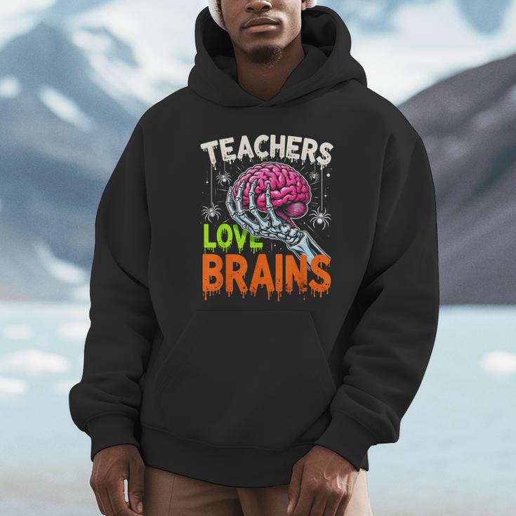 Teachers Love Brains Halloween 2025 Skeleton Costume Unisex Hoodie, novelty gifts, funny gifts