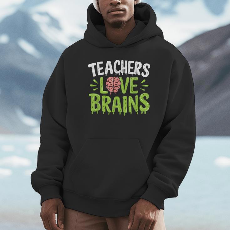 Teachers Love Brains Halloween Teacher Zombie Unisex Hoodie, novelty gifts, funny gifts Teachers Love Brains Halloween Teacher Zombie Unisex Hoodie, novelty gifts, funny gifts