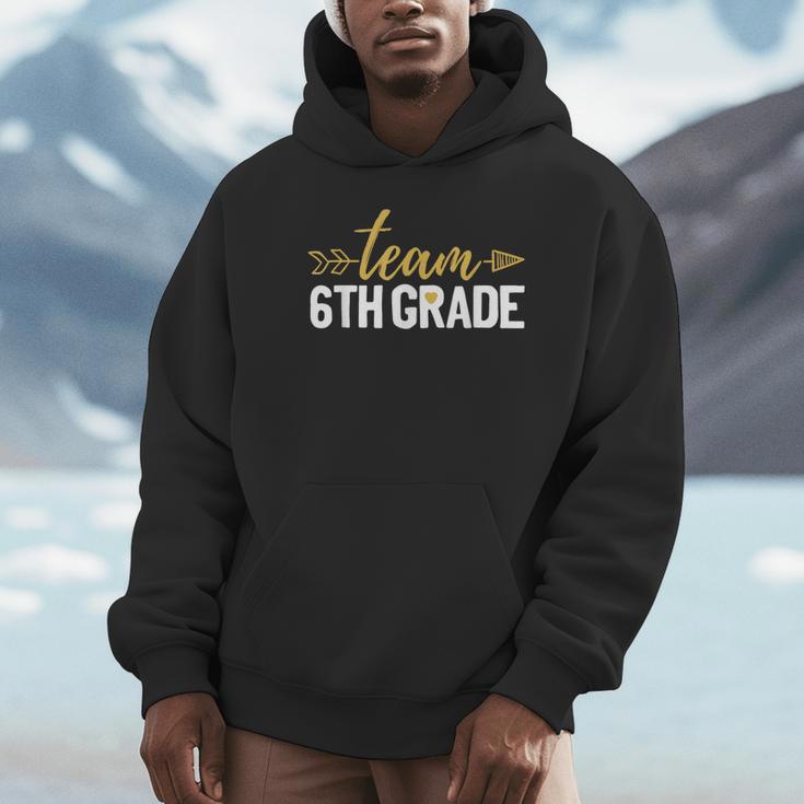 Team 6th Grade Hello Sixth Grade Crew Squad Teacher Kids Unisex Hoodie, novelty gifts, funny gifts
