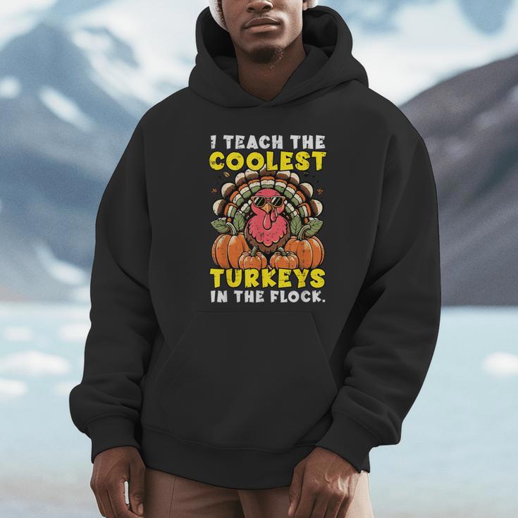 Thanksgiving I Teach Coolest Turkeys Teacher Fall Women Men Unisex Hoodie, novelty gifts, funny gifts