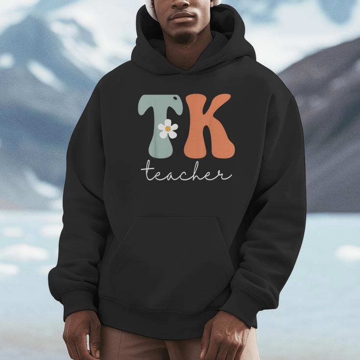 TK Teacher Retro Groovy Vintage Happy First Day Of School Unisex Hoodie, novelty gifts, funny gifts