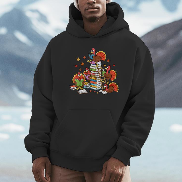 Turkey Reading Books Fall Thanksgiving Teacher Librarian Unisex Hoodie, novelty gifts, funny gifts Turkey Reading Books Fall Thanksgiving Teacher Librarian Unisex Hoodie, novelty gifts, funny gifts