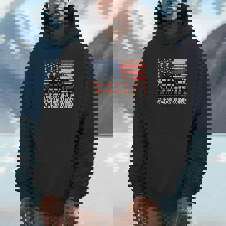 Veterans No Kings Vintage America Flag Veterans Hoodie