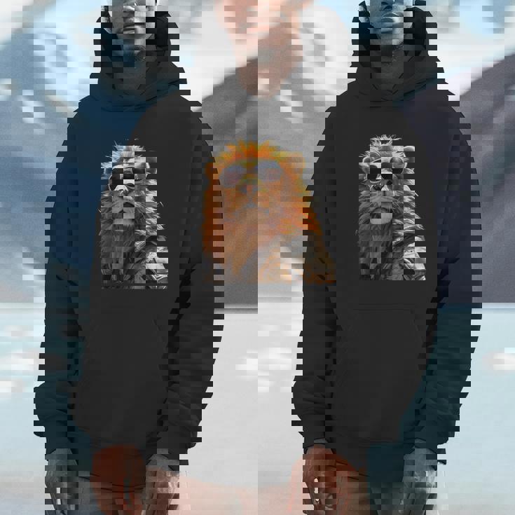 サングラスをかけたライオン 動物大好きライオン かわいいライオン パーカー