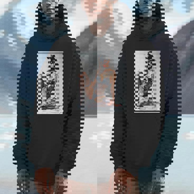 セクシーガールグラフィックtシャツ-猫マスクv2のセクシーなピンナップガール パーカー