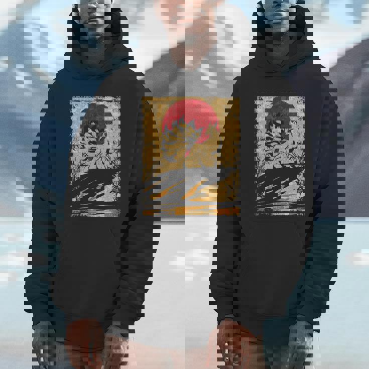 九尾の狐 日本のレトロアート 長袖tシャツ パーカー