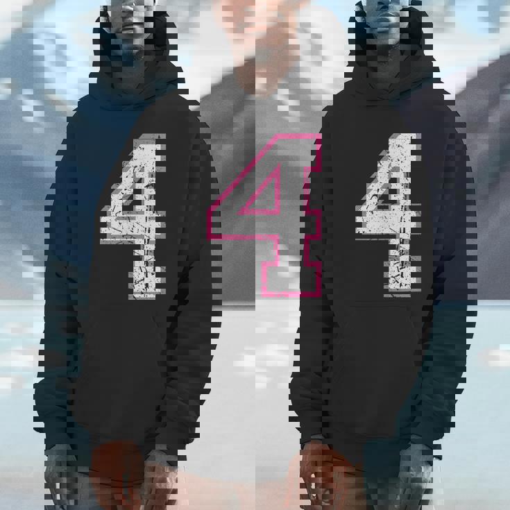 番号 4 ピンクのお気に入りの番号 パーカー