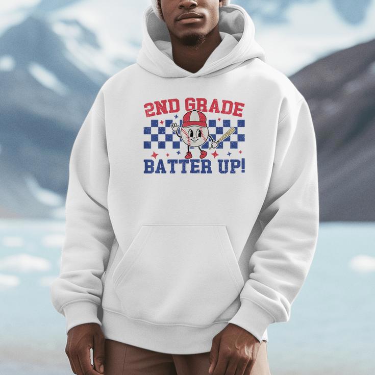 2nd Grade Batter Up Back To School Baseball Teacher Kids Unisex Hoodie, novelty gifts, funny gifts