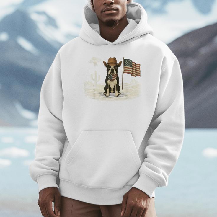 Boston Terrier 4th Of July US American Flag Dog Patriotic Unisex Hoodie, novelty gifts, funny gifts