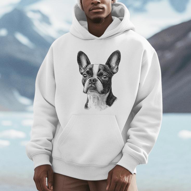 Boston Terrier Dog Motif Pet Illustration Boston Terrier For Men Women Kids Unisex Hoodie, novelty gifts, funny gifts