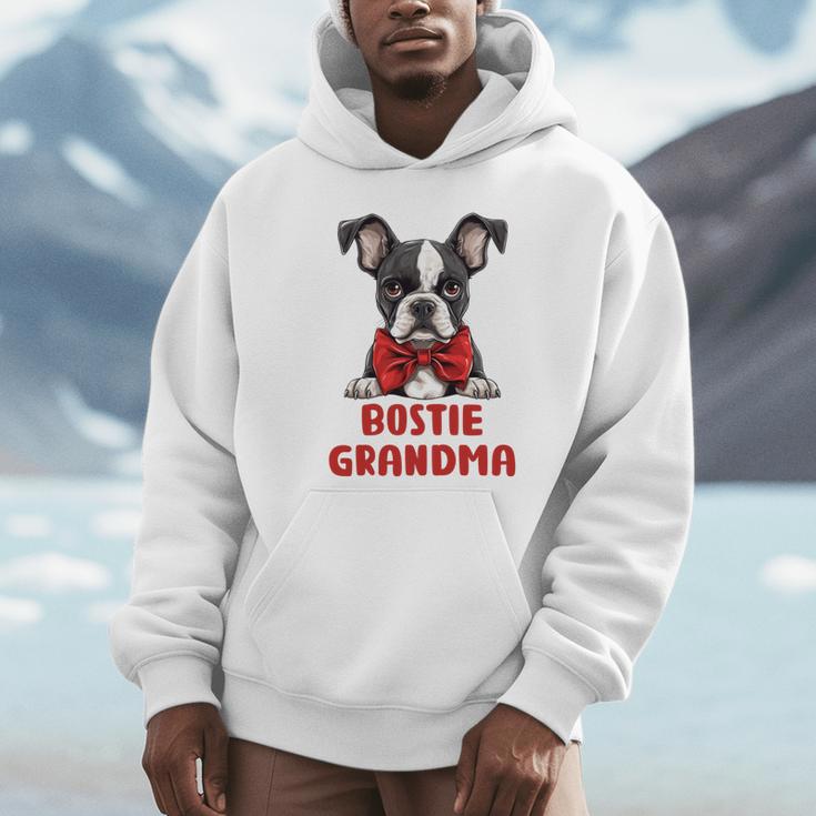 Boston Terrier Grandma Dog Lovers Puppy Bostie Owner Unisex Hoodie, novelty gifts, funny gifts