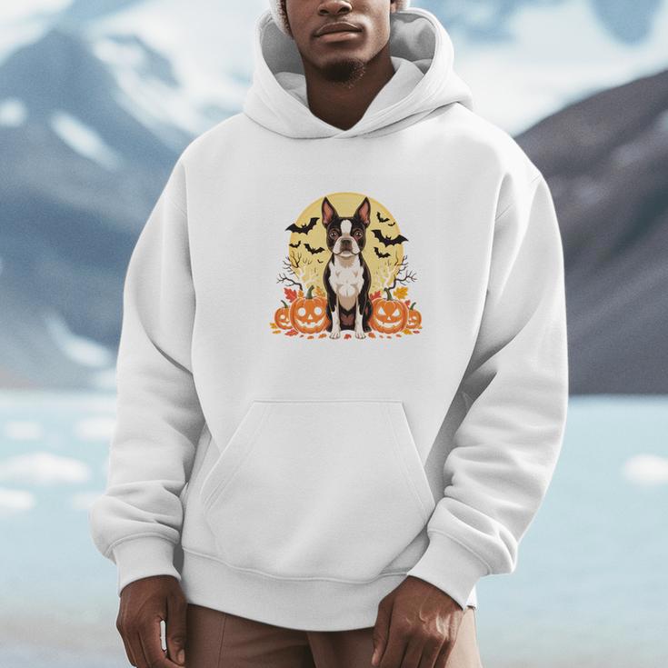 Boston Terrier Halloween Dog Lover Pumpkin Costume Unisex Hoodie, novelty gifts, funny gifts