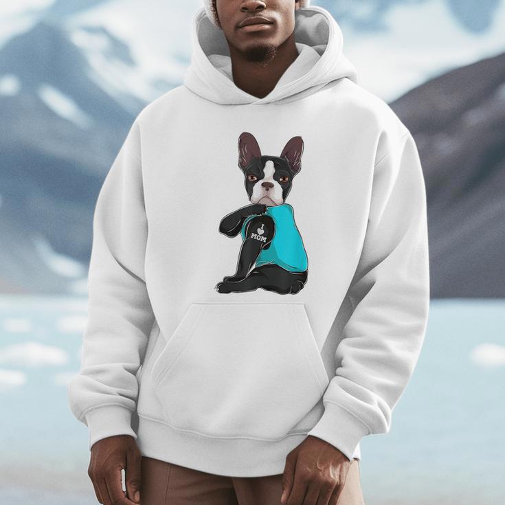Boston Terrier I Love Mom Apparel Unisex Hoodie, novelty gifts, funny gifts