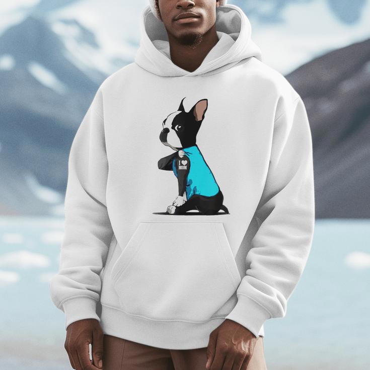 Boston Terrier Tattoos I Love Mom Unisex Hoodie, novelty gifts, funny gifts