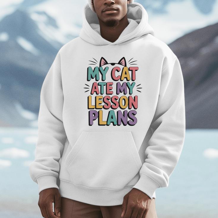 My Cat Ate My Lesson Plans Teacher Cat Humor Unisex Hoodie, novelty gifts, funny gifts