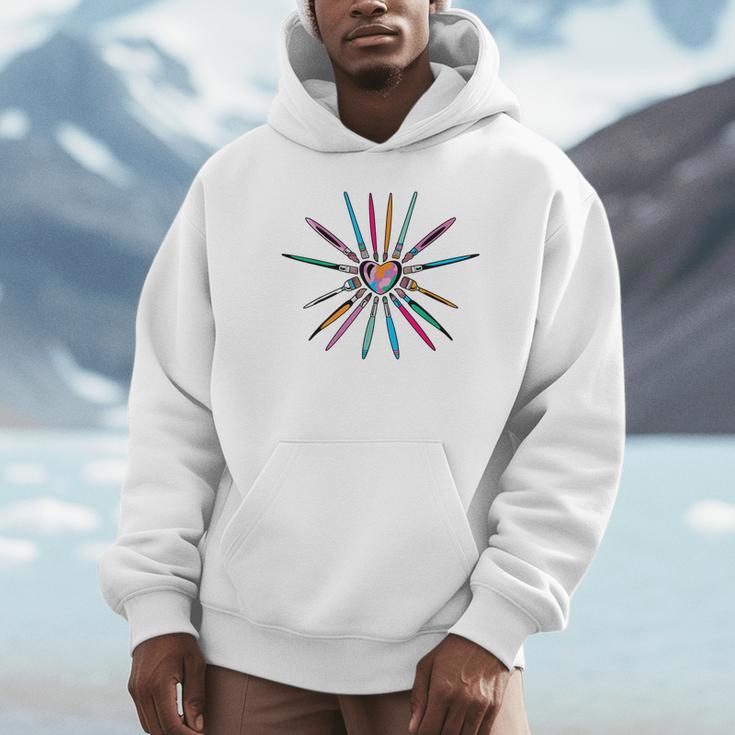 Cool Brush Heart Shape Art Teacher Paint For Artist Painter Unisex Hoodie, novelty gifts, funny gifts