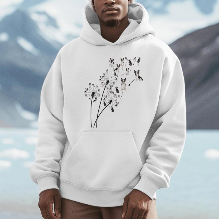 Dandelion Boston Terrier Flower Floral Bostie Tree Unisex Hoodie, novelty gifts, funny gifts