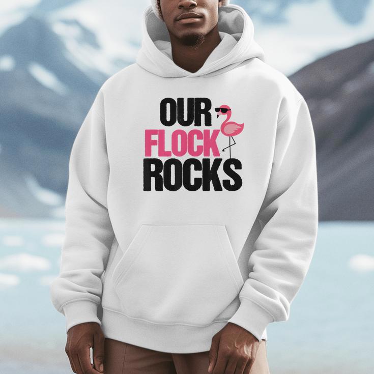 Our Flock Rocks Flamingo Mother's Day Teacher Unisex Hoodie, novelty gifts, funny gifts Our Flock Rocks Flamingo Mother's Day Teacher Unisex Hoodie, novelty gifts, funny gifts