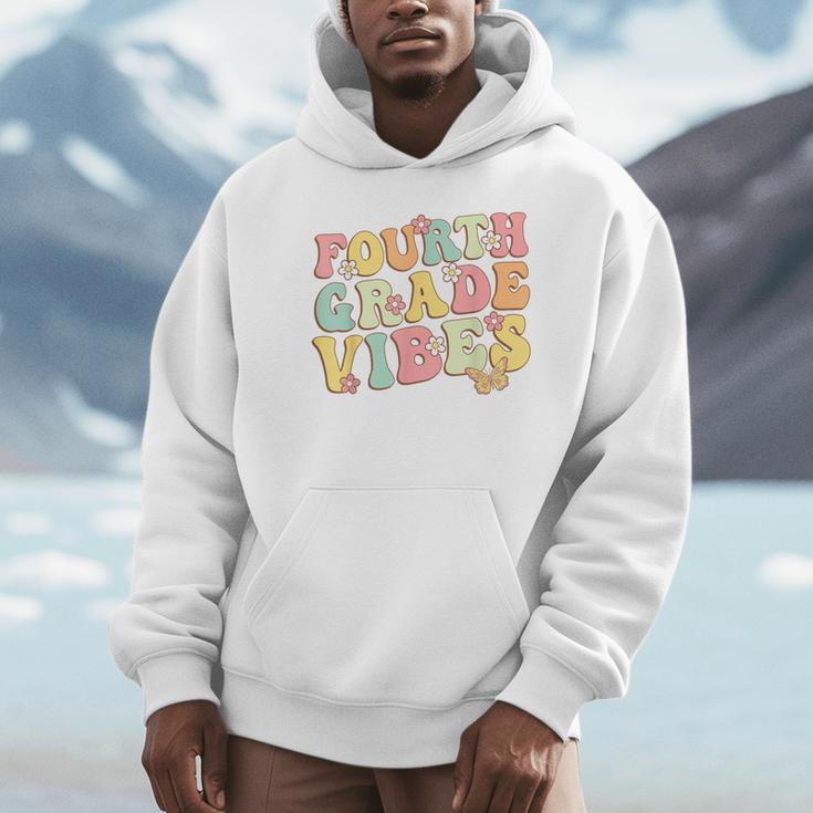 Fourth Grade Vibes Hello Team 4th Grade Teacher Kids Retro Unisex Hoodie, novelty gifts, funny gifts
