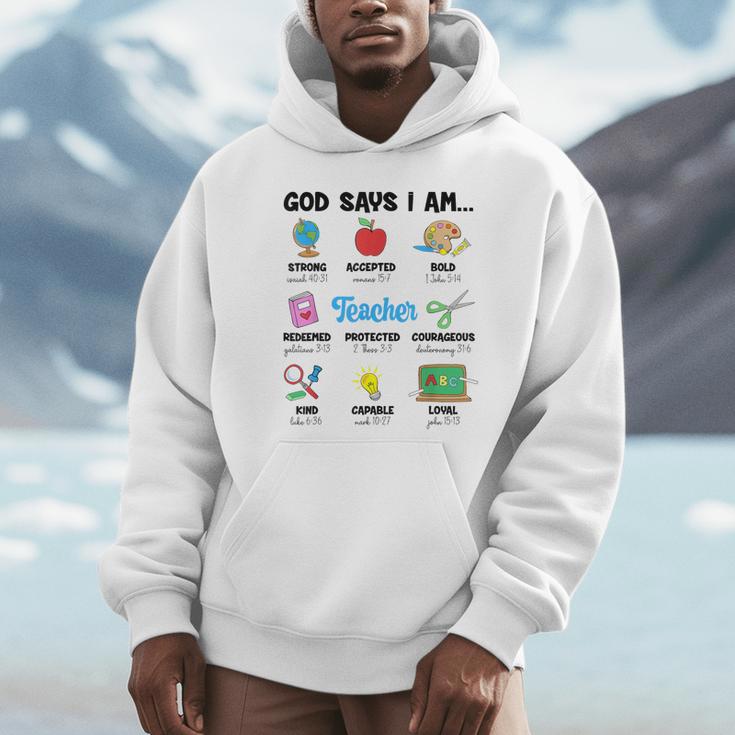 God Says Im Teacher Christian Back To School Religious Unisex Hoodie, novelty gifts, funny gifts God Says Im Teacher Christian Back To School Religious Unisex Hoodie, novelty gifts, funny gifts
