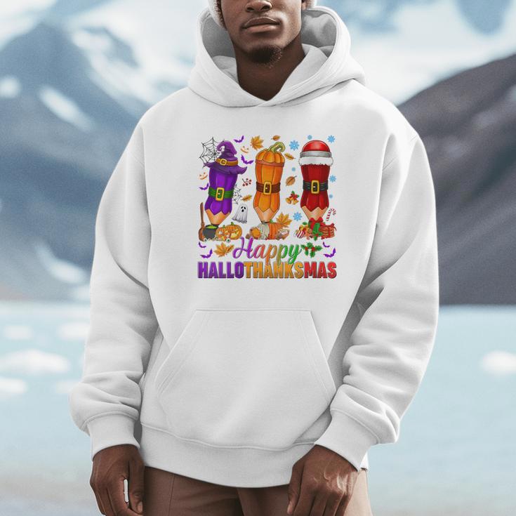 Happy Hallothanksmas Halloween Thanksgiving Pencils Teachers Unisex Hoodie, novelty gifts, funny gifts Happy Hallothanksmas Halloween Thanksgiving Pencils Teachers Unisex Hoodie, novelty gifts, funny gifts