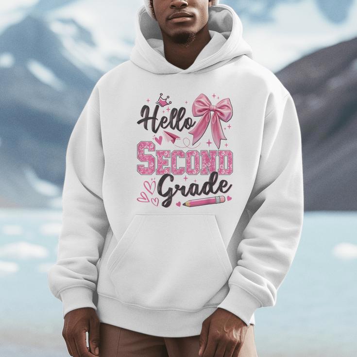 Hello Second Grade First Day Of School Coquette Teacher Girl Unisex Hoodie, novelty gifts, funny gifts Hello Second Grade First Day Of School Coquette Teacher Girl Unisex Hoodie, novelty gifts, funny gifts
